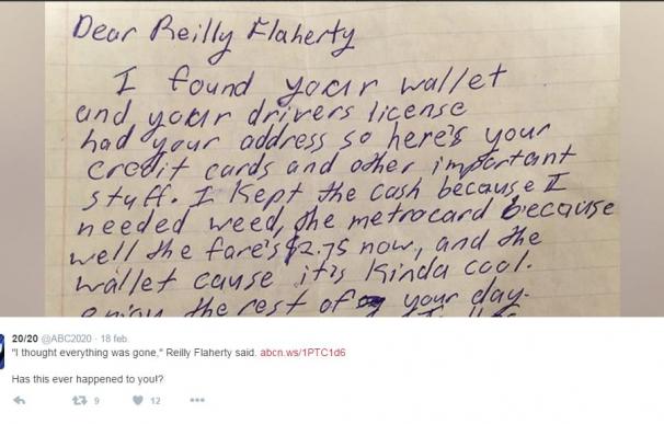 Carta del ladrón a Reilly Flaherty