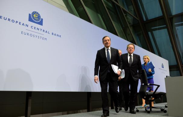 Mario Draghi, tras salir de una rueda de prensa en el Banco Central Europeo.