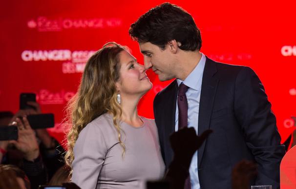 Canadian Liberal Party leader Justin Trudeau and h