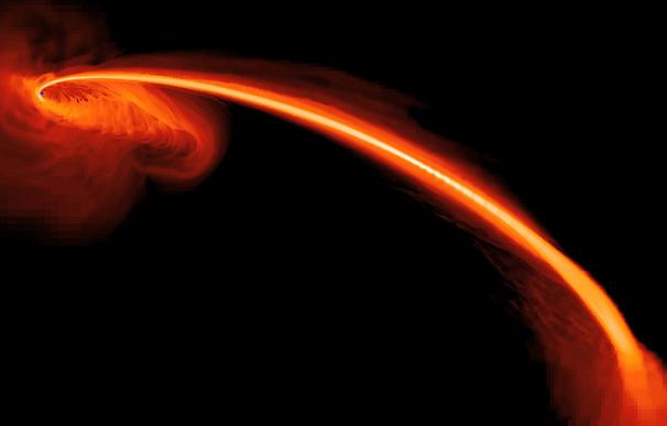 Recreación de un agujero negro absorbiendo una estrella