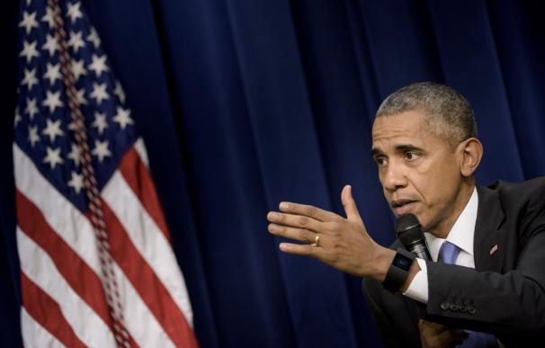 US President Barack Obama speaks during an event a