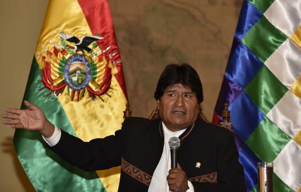 Bolivian President Evo Morales answers questions f