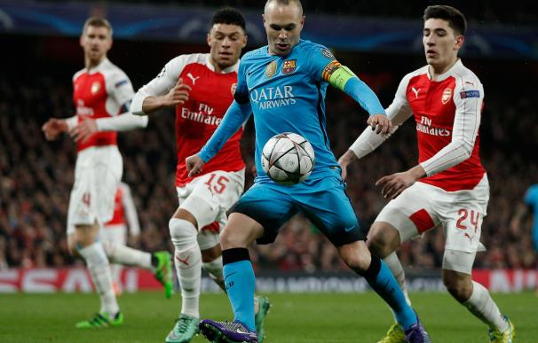 Andres Iniesta fue el mejor jugador en la victoria ante el Arsenal. / AFP