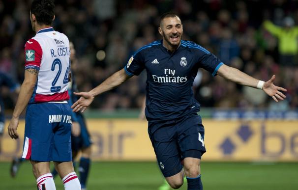 Karim Benzema celebra su gol número 19 en Liga BBVA.