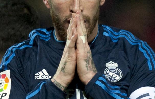 Real Madrid's defender Sergio Ramos gestures durin
