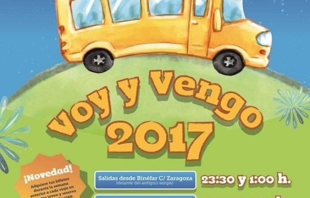 Ayuntamiento de Binéfar pone en marcha el bus 'Voy y vengo' para llevar a los jóvenes a las fiestas de otros municipios
