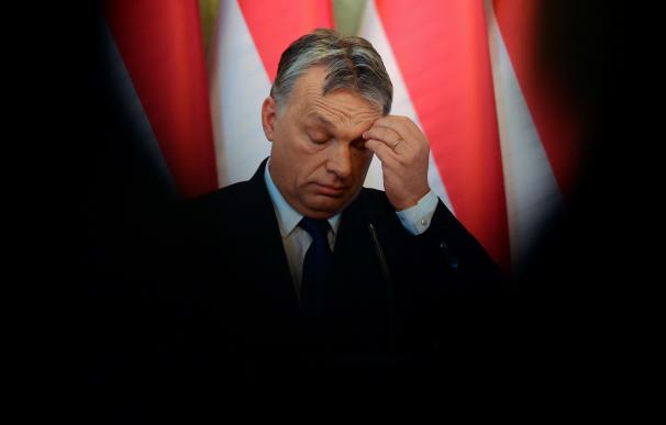 Hungarian Prime Minister Viktor Orban addresses a