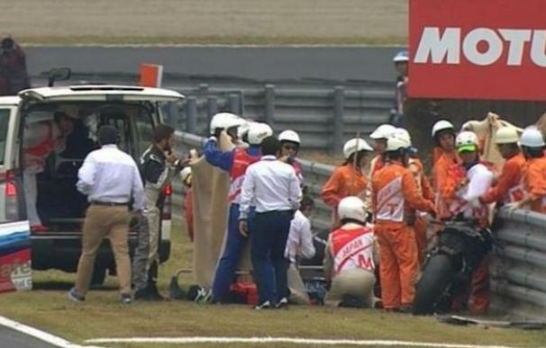 De Angelis sufrió un grave accidente en Motegi.