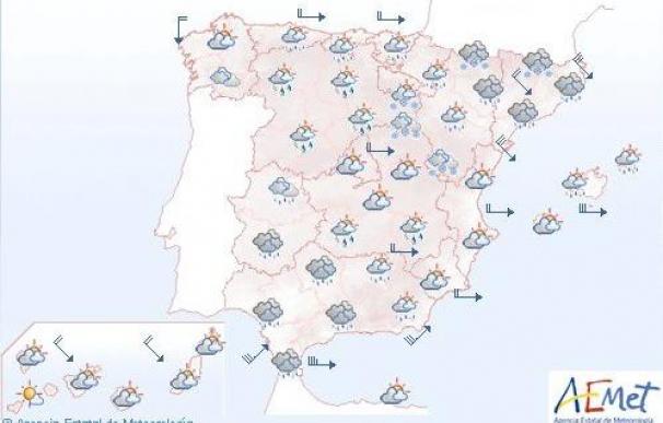 Lluvias débiles en la Península, que serán fuertes en Cataluña y Andalucía