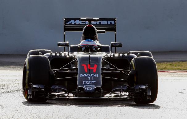 McLaren Honda's Spanish driver Fernando Alonso dri
