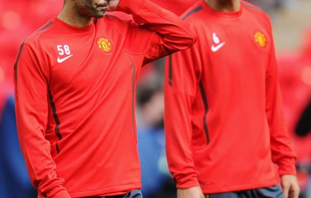 Ferdinand y Giggs, en el entrenamiento del Manchester United en Wembley