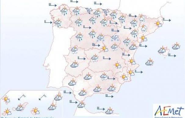 El viento soplará hoy fuerte en Baleares y en la mitad norte y este del país