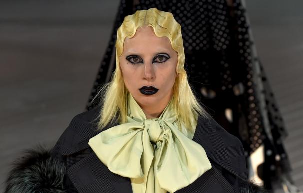 Lady Gaga walks the runway as she displays the fah