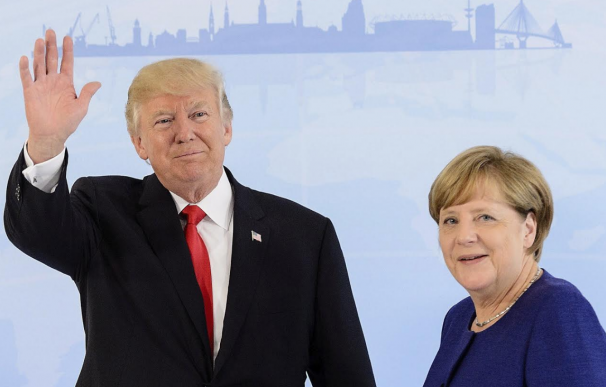 El presidente de EEUU, Donald Trump, a su llegada a Hamburgo para participar en el G-20