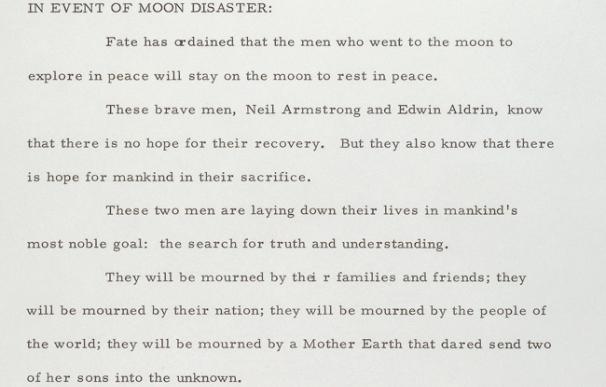 Esto es lo que habría dicho Nixon si Armstrong y Aldrin hubieran muerto en la luna