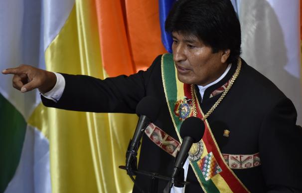 Bolivian President Evo Morales delivers his state