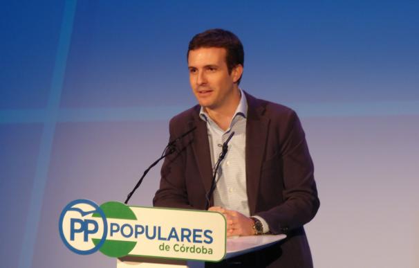 Pablo Casado (PP) ofrecerá el próximo martes en Córdoba una conferencia sobre 'El futuro de España'