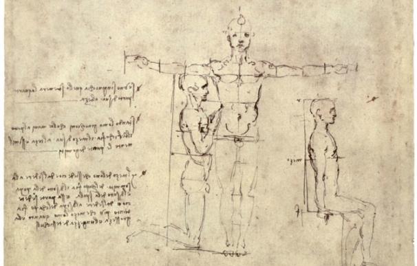 Leonardo da Vinci 'Le proporzioni di uomo in piedi, inginocchiato e seduto' (Gallerie dell’Accademia, Venezia)