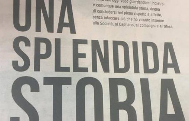 Bonucci compra la página de un periódico para despedirse de la Juventus
