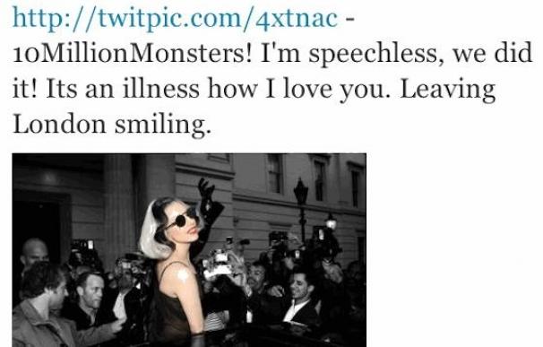 Lady Gaga, la primera en Twitter con 10 millones de seguidores