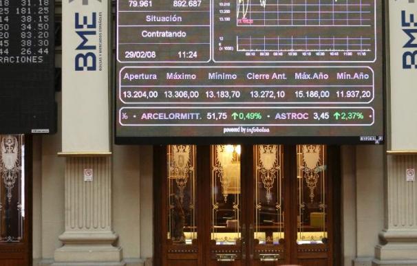 La bolsa española entra en números rojos a mediodía por los grandes valores