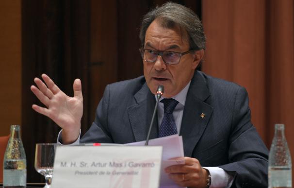 Artur Mas, en un momento de su comparecencia en el Parlament, este miércoles.