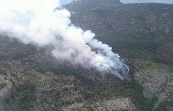 Continua las labores de extinción del incendio de Yeste (Albacete), que sigue sin control