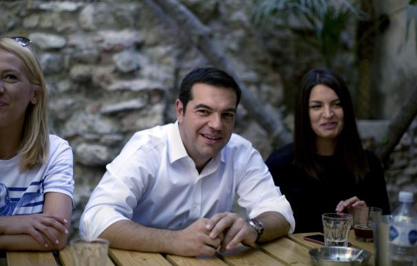 Former Greek Prime Minister Alexis Tsipras and lea