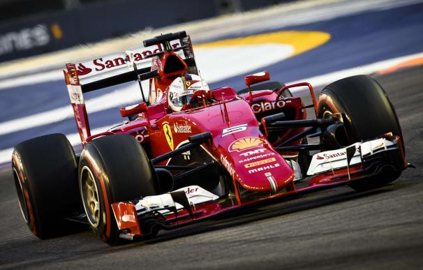 Ferrari's German driver Sebastian Vettel powers hi