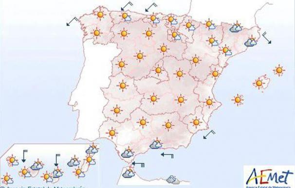 Temperaturas altas en Madrid, sur de Galicia y suroeste de la Península