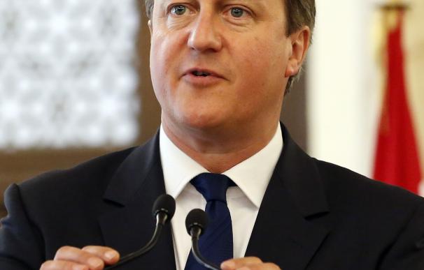 British Prime Minister David Cameron speaks during
