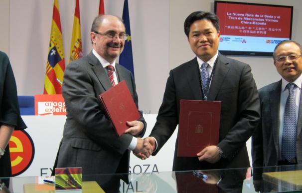 Aragón y la ciudad china de Yiwu trabajarán para el tren de mercancías 'Yixinou' tenga parada en Zaragoza