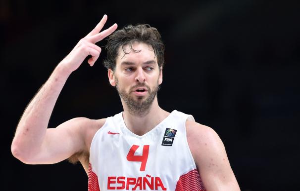 Spain's center Pau Gasol reacts during the round o