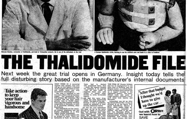 Información publicada en prensa británica cuando saltó el escándalo de la talidomida
