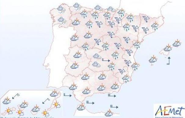 Hoy, chubascos en gran parte del país con tormentas en la Comunidad Valenciana