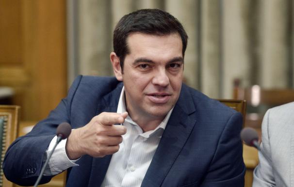 Greek Prime Minister Alexis Tsipras speaks during