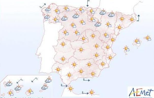 Temperaturas muy altas en el interior de Cataluña y sureste peninsular