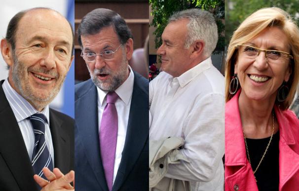 Rubalcaba, Rajoy, Lara y Diéz, políticos que rozan los 60