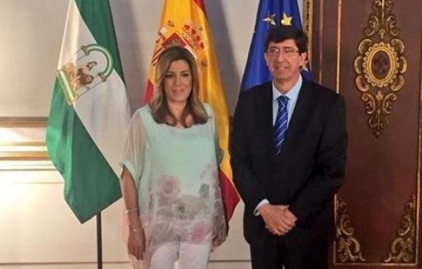Susana Díaz y Juan Marín, tras una reunión en San Telmo.