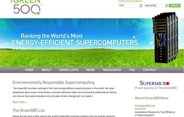 Green500, la lista de ordenadores «más verdes»