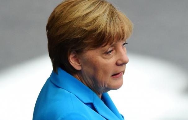 German chancellor Angela Merkel speeks at the Bund