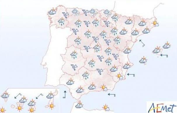 Tormentas fuertes en el interior de Galicia y la zona centro de la Península