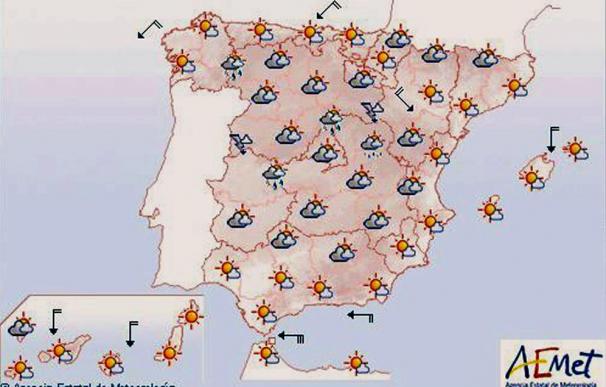 Mañana, viento fuerte en Estrecho y notable alza de temperaturas en Cantábrico