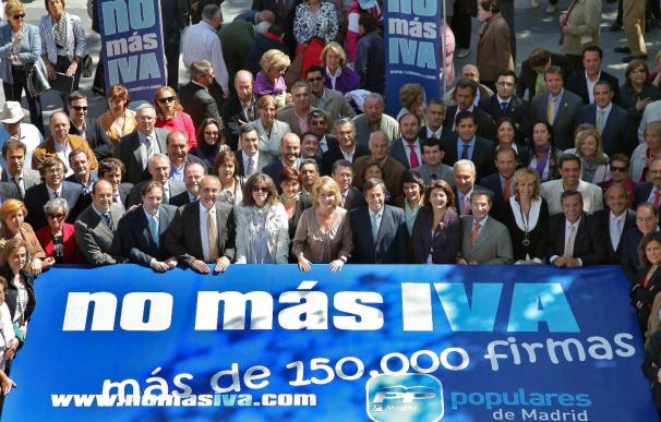 El PP de Madrid enviará a Zapatero 400.000 firmas contra la subida del IVA
