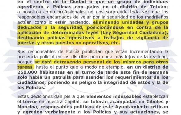 La Policía Municipal carga contra Carmena por los disturbios de Tetuán