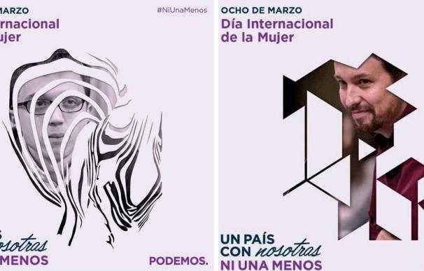 Iglesias y Errejón, en los carteles de Podemos del Internacional de la Mujer Trabajadora