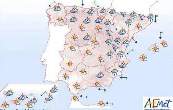 Mañana, chubascos en Aragón y Sistema Ibérico y poco nuboso en el resto