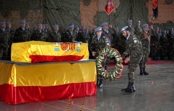 Parten para España los restos mortales del subteniente fallecido en Líbano