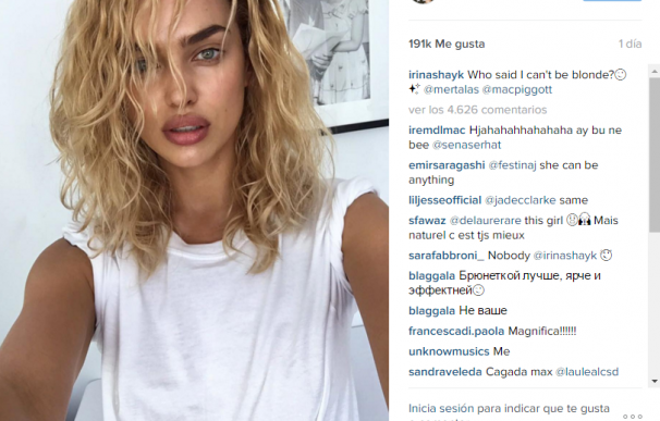 Irina Shayk se vuelve rubia y revoluciona Instagram