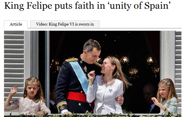 The Times ha destacado el discurso de Felipe VI de unidad
